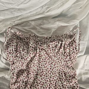 Sky To Moon Floral Crop Top - White and Red